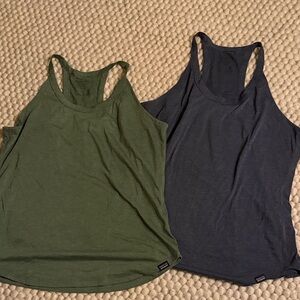 Patagonia Green and Gray Tank Tops